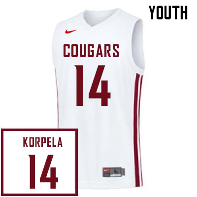 Youth #14 Braden Korpela Washington State Cougars College Basketball Jerseys Sale-White